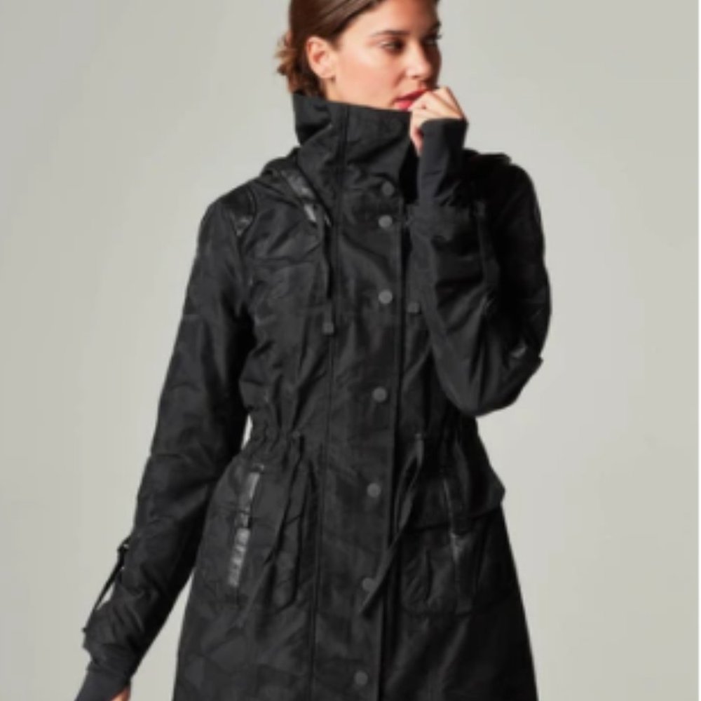 Black stylish anorak rain jacket